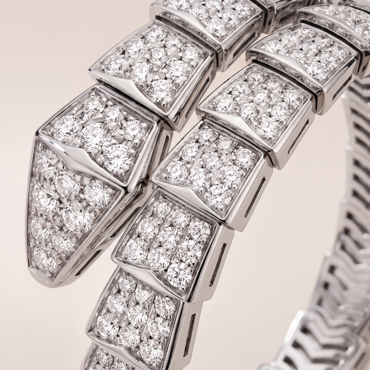 Serpenti White Pavé Diamonds Double Wrap Bracelet