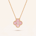 Sweet Alhambra Pink 1 Diamond Clover Necklace