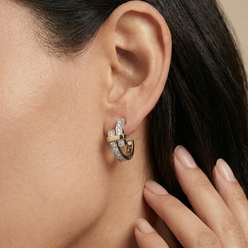 T Edge Pavé Hoop Earrings