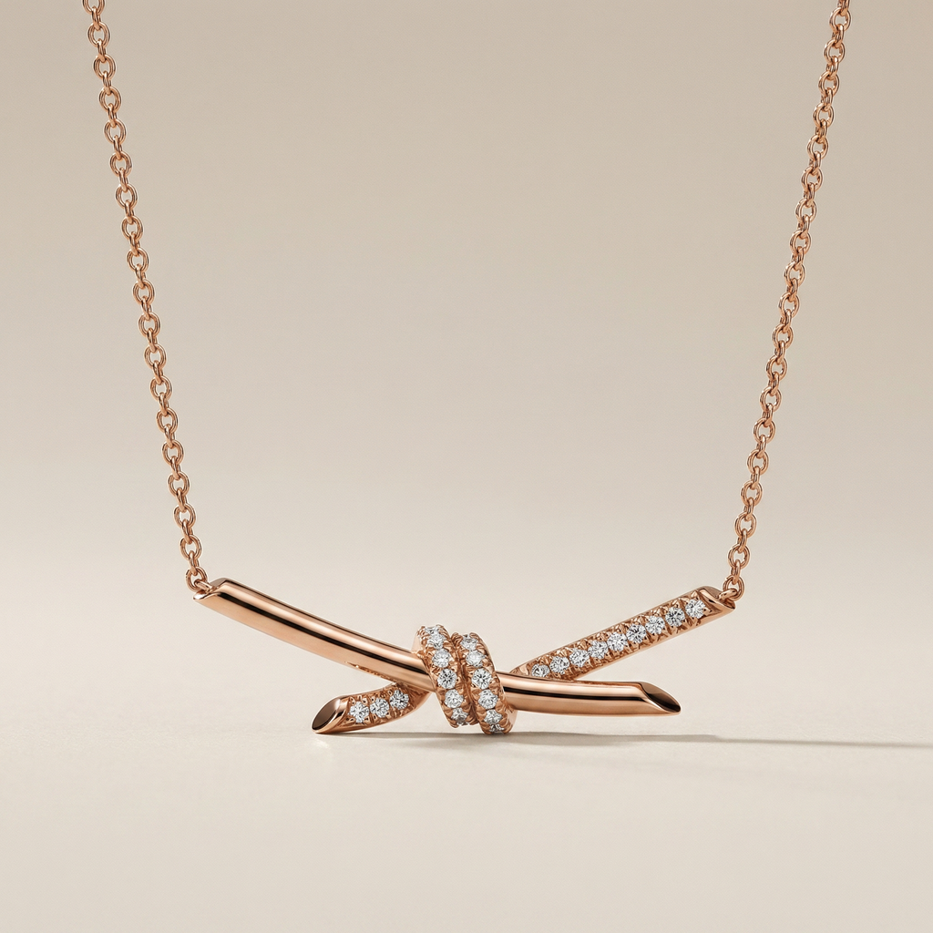 T Knot Pavé Pendant Necklace
