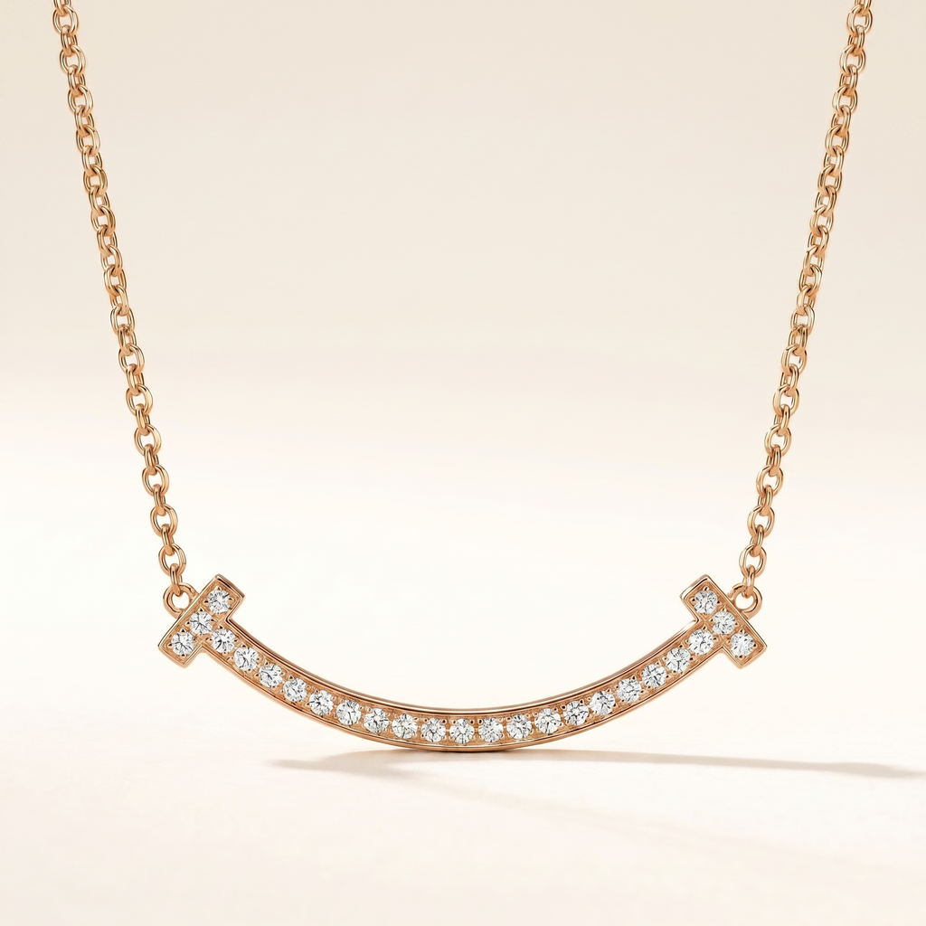 T Medium Pavé Pendant Necklace