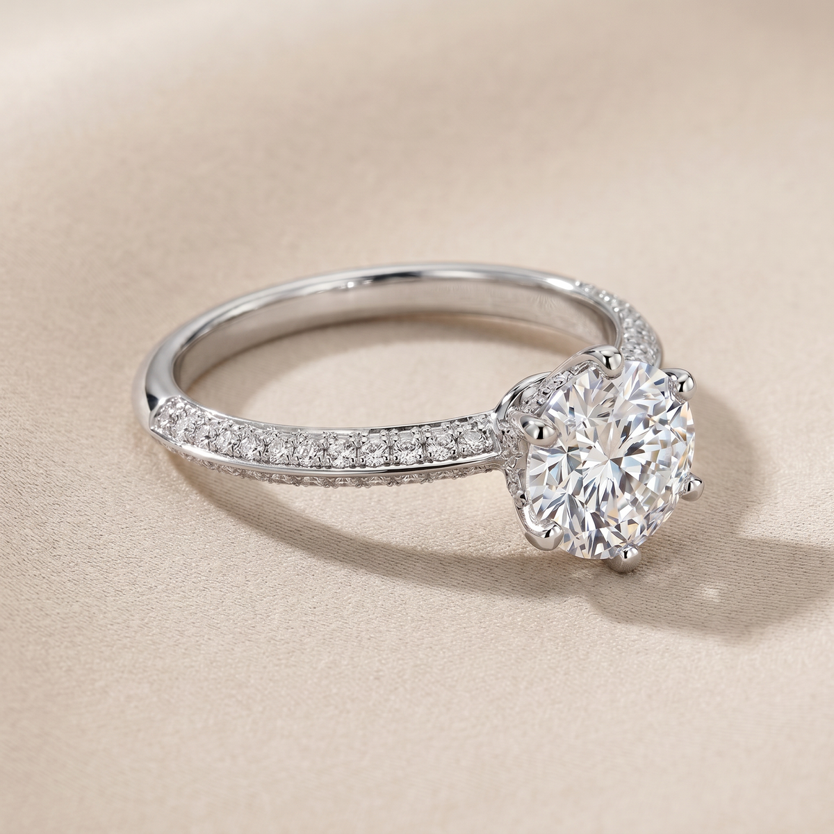 T Pavé Setting Engagement Ring