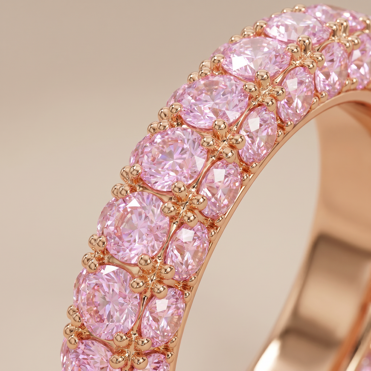 T Pink Crystal Eternity Pavé Band Ring