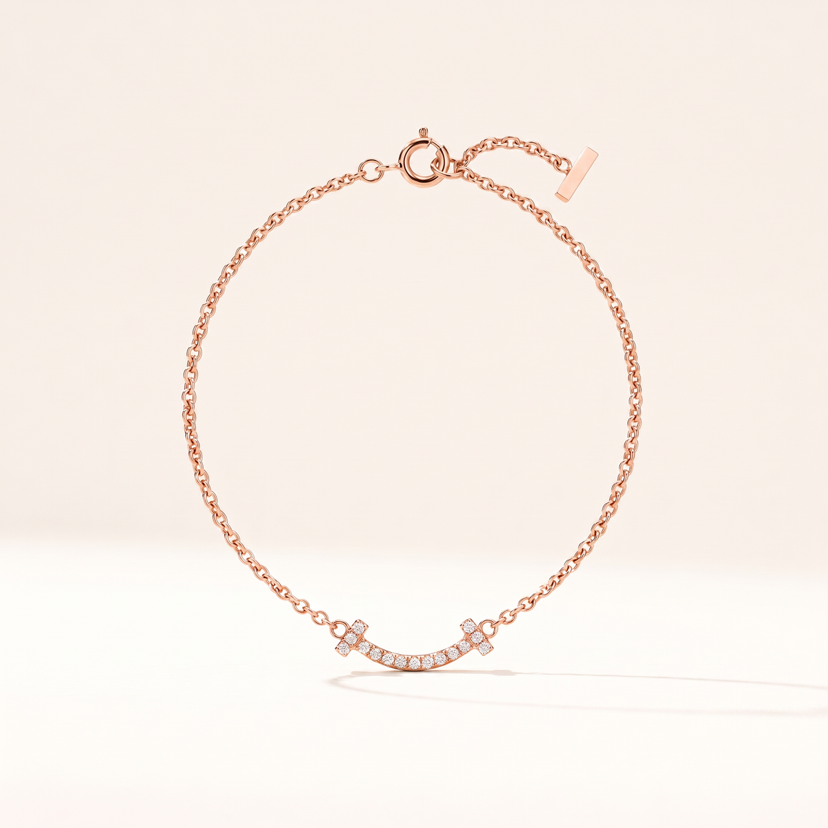 T Smile Pavé Diamonds Chain Bracelet