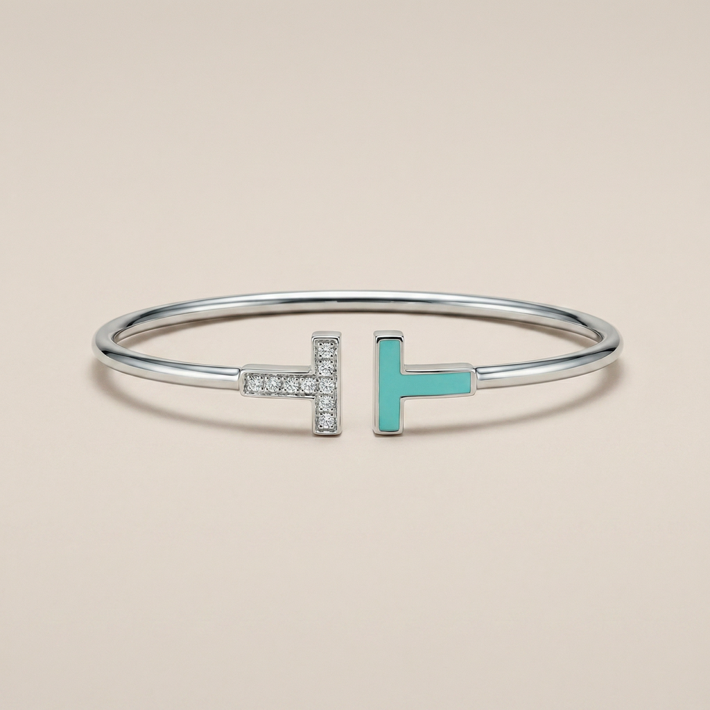 T Turquoise Wire Bracelet