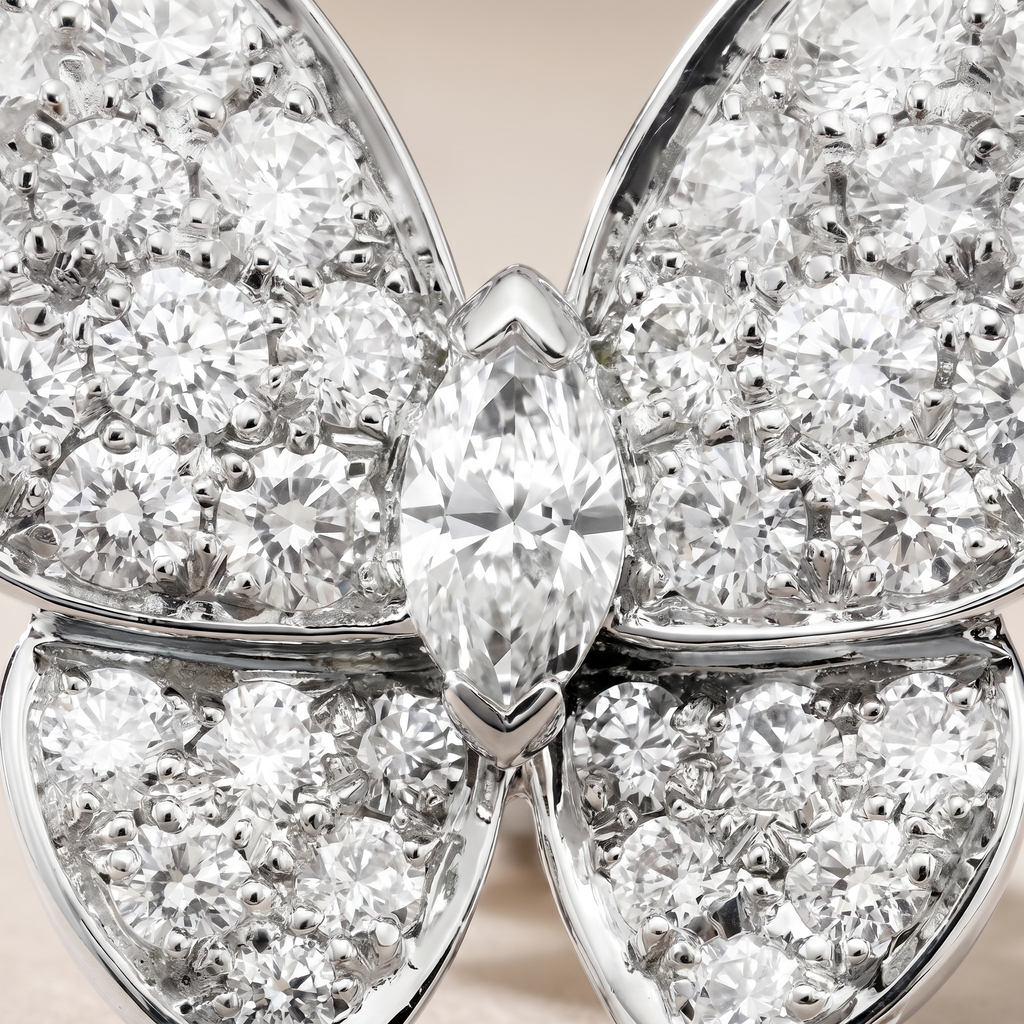 Two Butterfly Pavé Diamonds Earrings