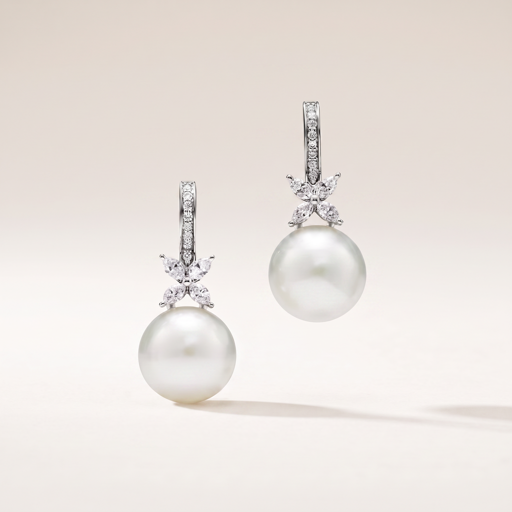 Victoria Pearl And Diamonds Earrings