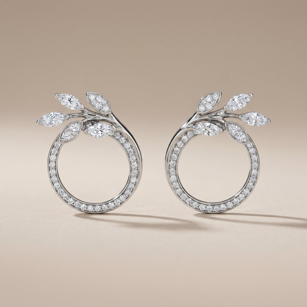 Vine Circle Pavé Diamonds Earrings