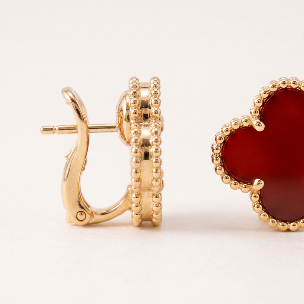 Vintage Alhambra Carnelian Motif Earrings