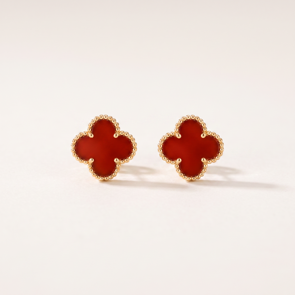 Vintage Alhambra Carnelian Motif Earrings