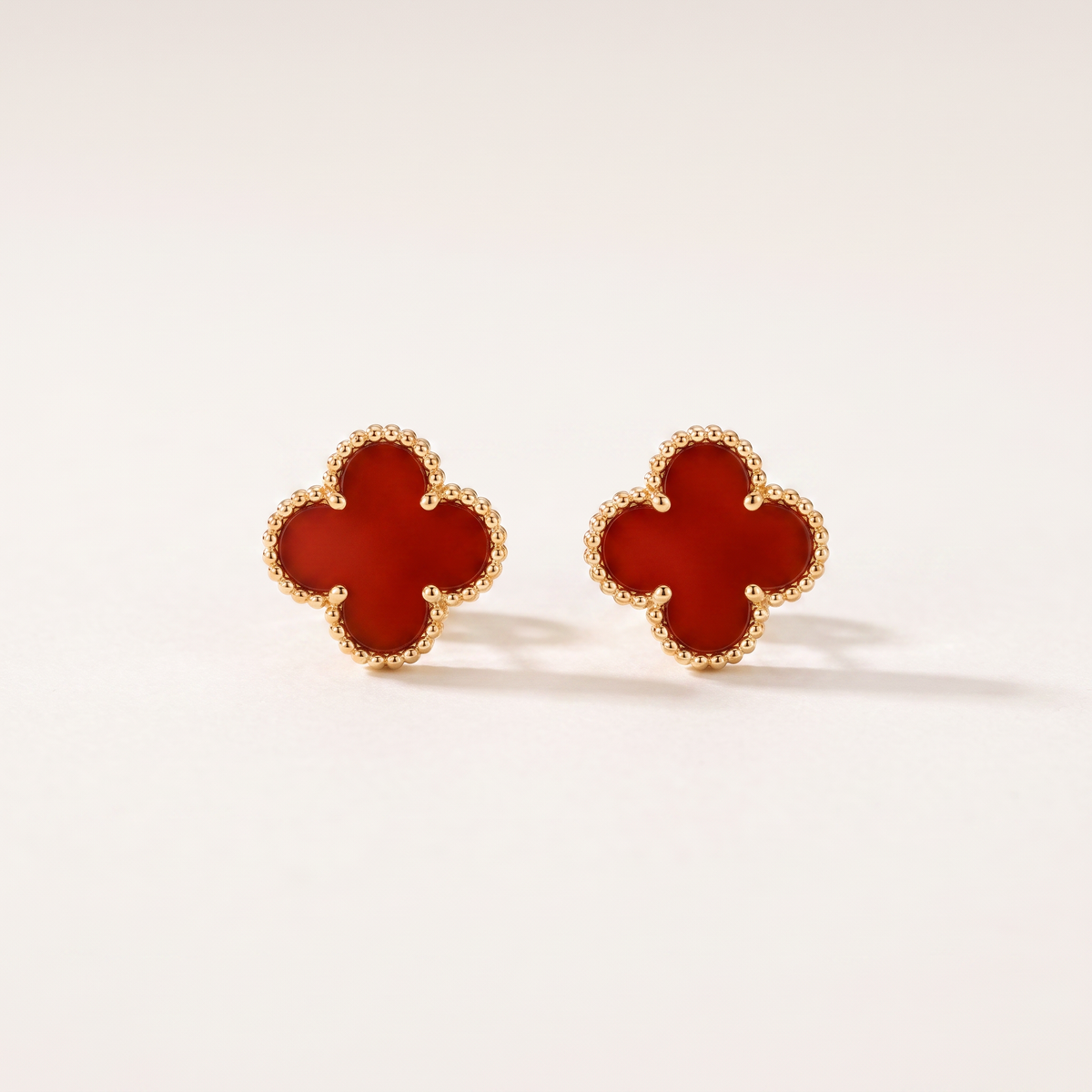 Vintage Alhambra Carnelian Motif Earrings