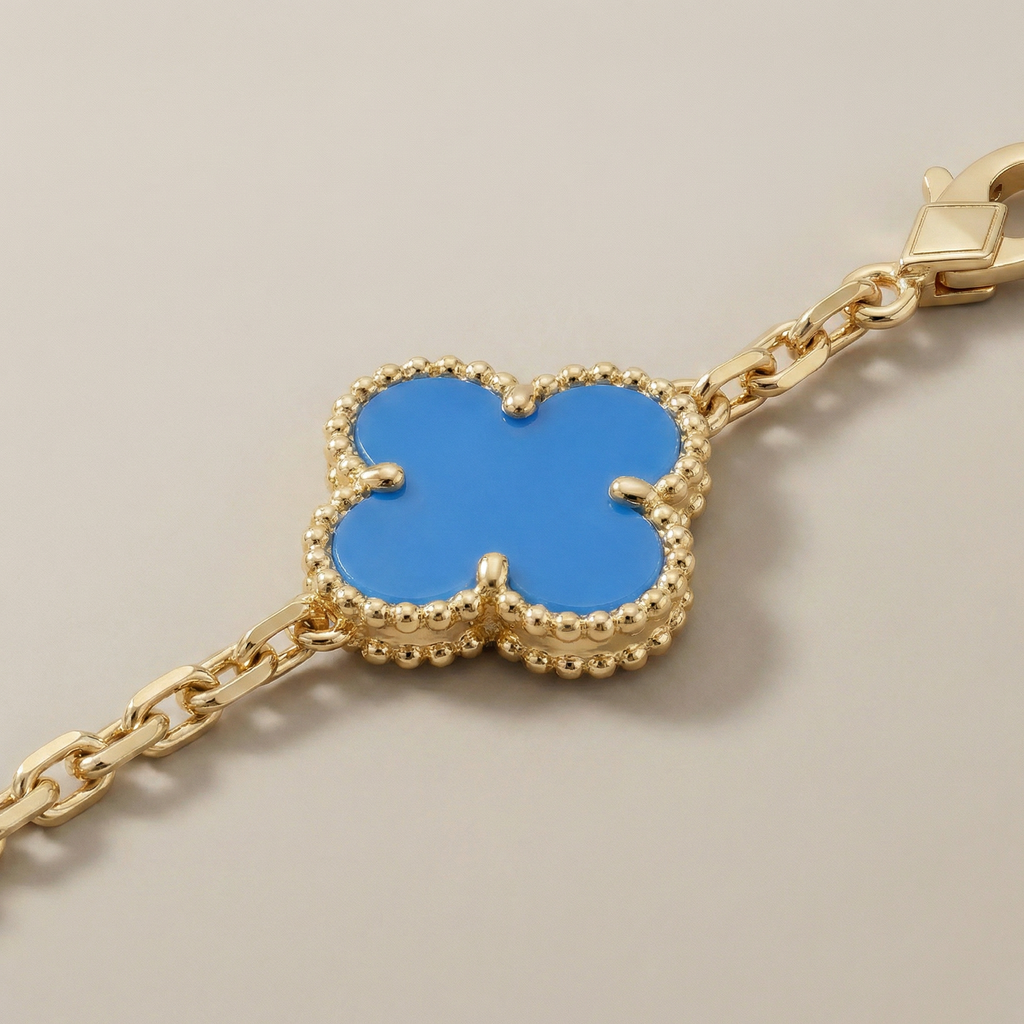 Vintage Alhambra Five Motifs Agate Clover Bracelet