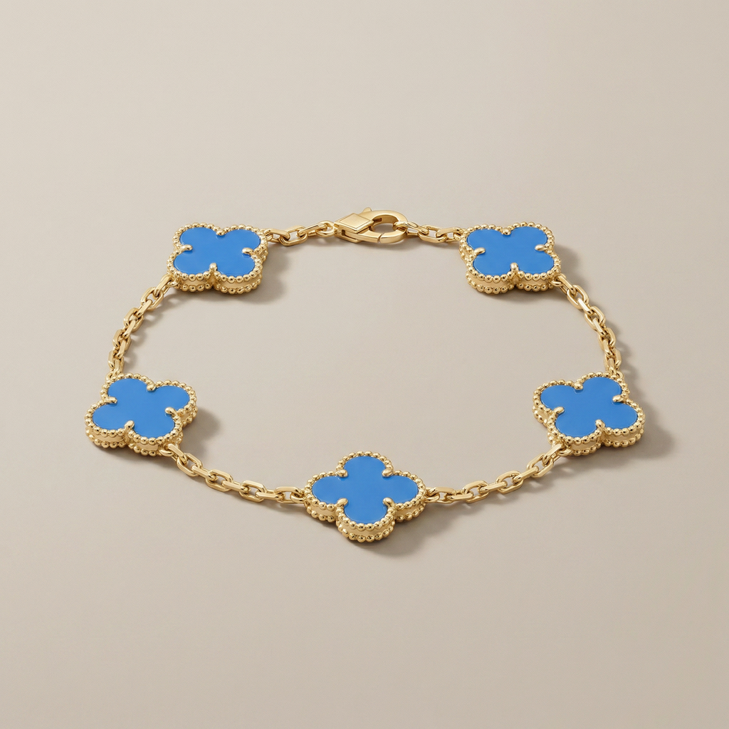Vintage Alhambra Five Motifs Agate Clover Bracelet