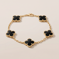 Vintage Alhambra Five Motifs Black Clover Bracelet