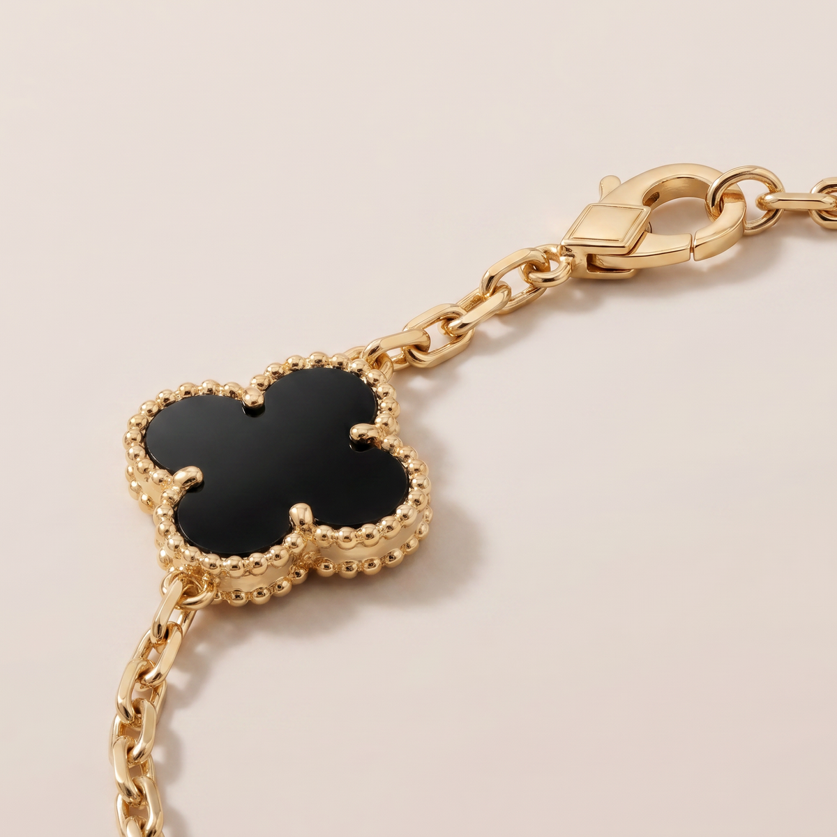 Vintage Alhambra Five Motifs Black Clover Bracelet