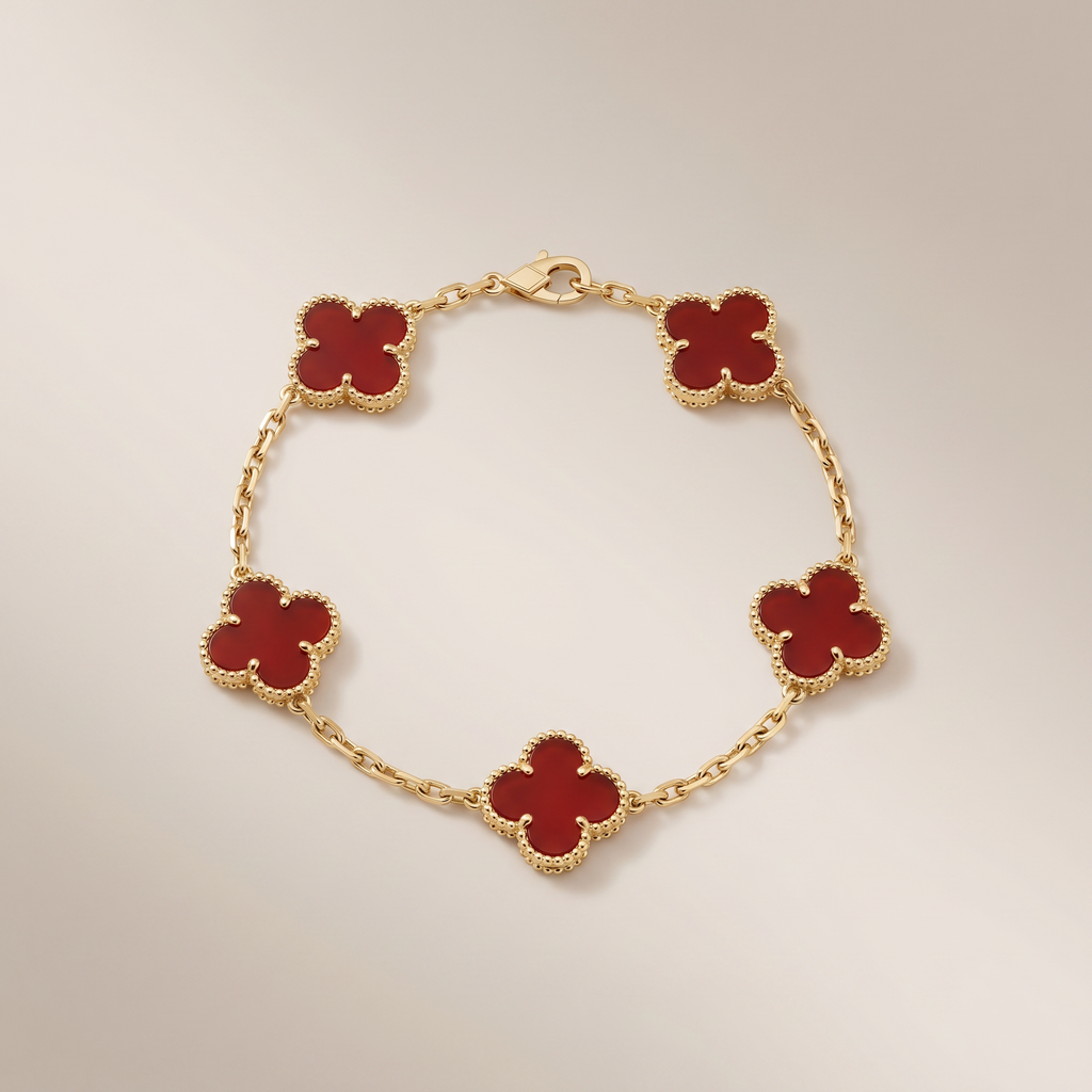 Vintage Alhambra Five Motifs Carnelian Bracelet