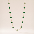 Vintage Alhambra Malachite 20 Motifs Long Necklace