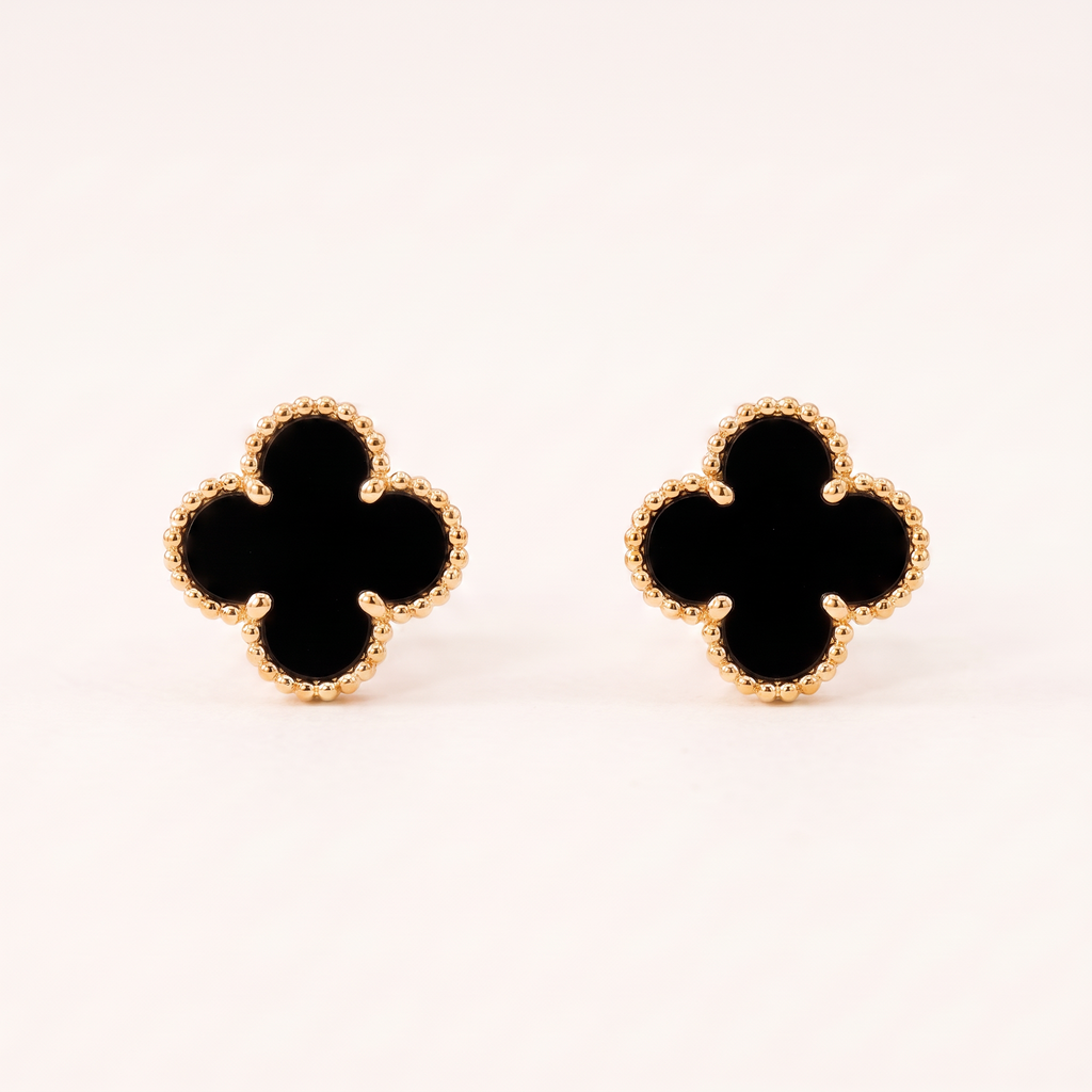 Vintage Alhambra Onyx Motif Earrings