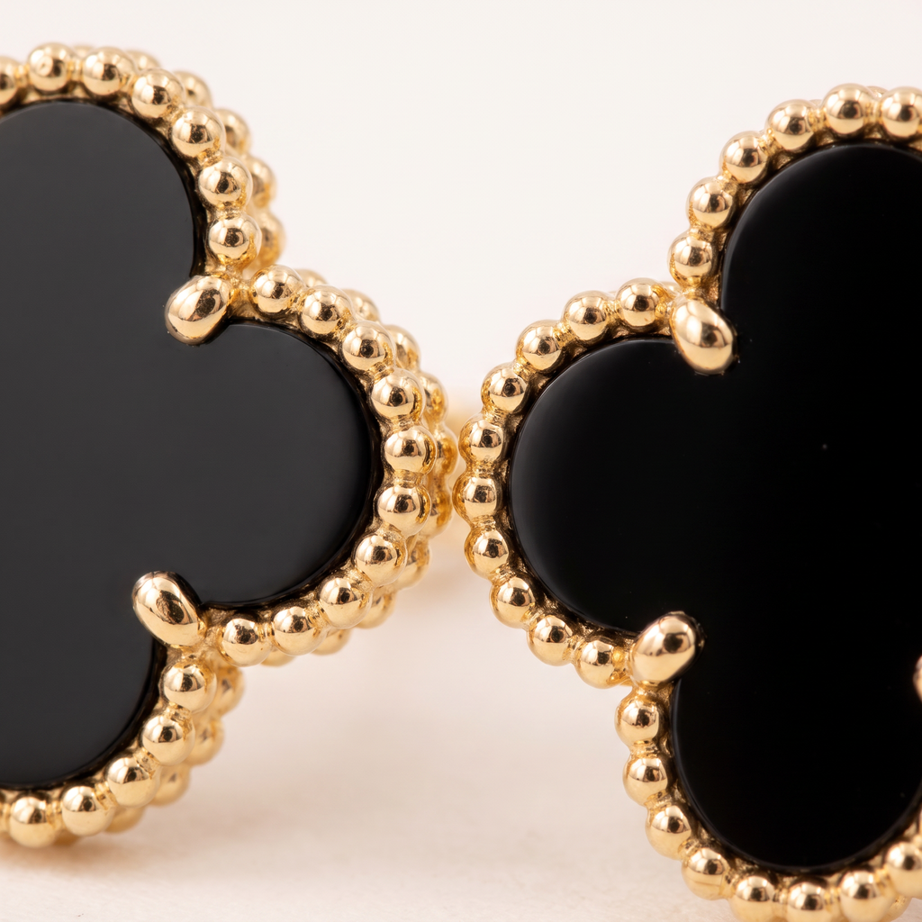 Vintage Alhambra Onyx Motif Earrings