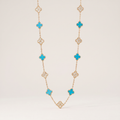 Vintage Alhambra Turquoise 20 Motifs Long Necklace