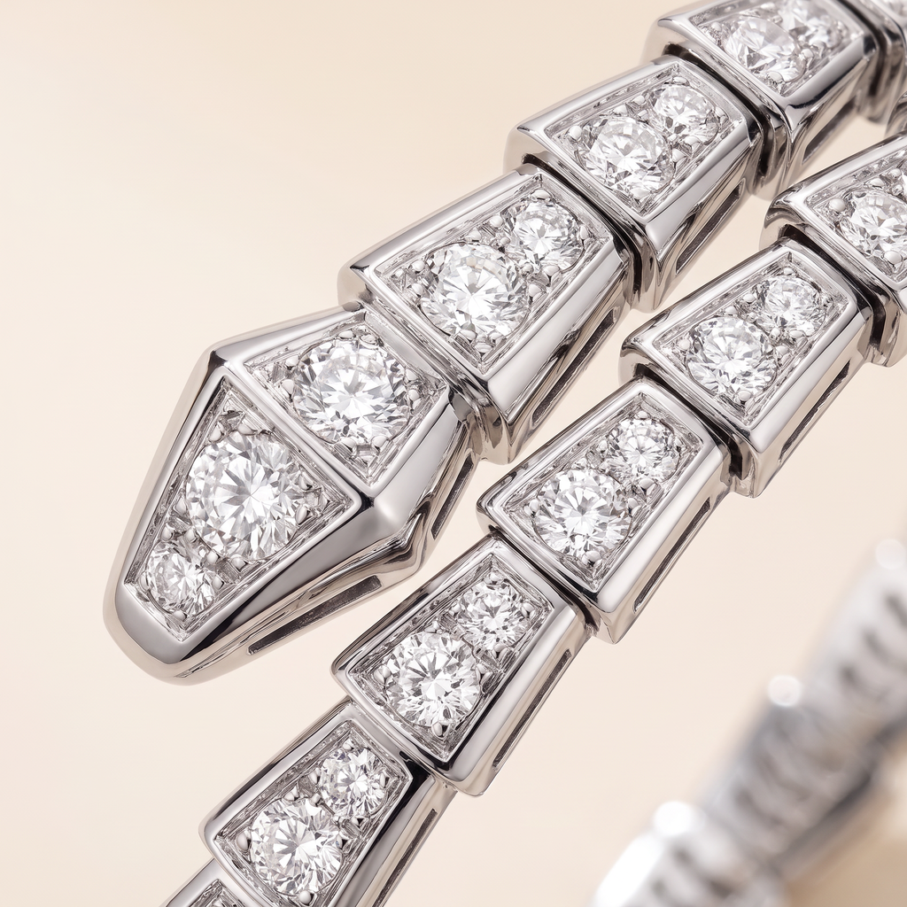 White Serpenti Pavé Diamonds Wrap Bracelet